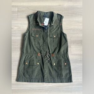 MNG Casual Olive Green Military Utility Vest Size S